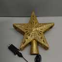 PliMook Christmas Tree Topper Lighted with 6 Patterns Projector, Christmas Tree Star Topper Built-in 3D Glitter LED Rotating Lights, Gold Tree Topper Christmas Decoration for Xmas Party Holiday