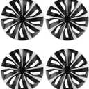 ABX Hubcaps,16 inch hubcaps Set of 4, Wheel Rim Cover ABS Material, Snap On Car Truck SUV Replacement, for Toyota Camry Nissan Mazda etc, Black & Silver
