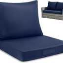 MAGIC ELEPHANT Outdoor Cushions for Patio Furniture, Water-Repellent 24x24 Inch Replacement Cushions, Deep Seat and Back Cushion for Chair Sofa Couch (Blue)