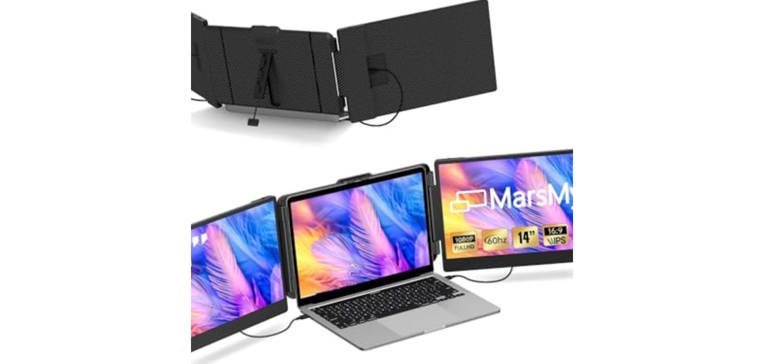 MarsMyth S2 14-inch Laptop Screen Expander, 1920x1080 IPS Display, 60Hz Refresh Rate, C-Type HDMI Input, Portable Monitor for Laptop - Ideal for Travel, Home Office and Dual-Screen Setups