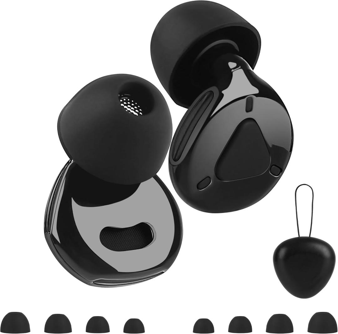 Ear Plugs for Sleeping Noise Cancelling, Adjustable Passive Earplugs for Concerts & Festivals, Reusable Hearing Protection for Sleep, Work, Focus, Travel, 2025 New Structure, Black