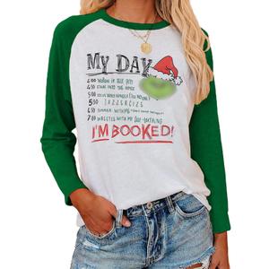 Women's Christmas Long Sleeve T-Shirt - I'm Booked Tops,Christmas Funny Printing Girls I'm Booked (Large, Green)