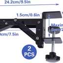 2 Sets Desk Extender Holder Support, Foldable Steel Bracket Extender Keyboard Rack Folding Shelf Brackets with C-Clamp, for Corner Keyboard Tray (Tray Not Included)
