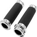 1 Inch Motorcycle Grips Handlebar Grips Cable Throttle, Chrome Motorcycle Grips Replaccement for Harley Davidson Sportster Touring Dyna Softail Street Glide 883 1200