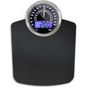 Adamson Hybrid 2-in-1 Analog & Digital Weighing Scale for Body Weight up to 400lbs - Thick Tempered Glass - Extra Large Display - Easy to Read Digital Bathroom Scale - Black Matrix with Blue Backlight