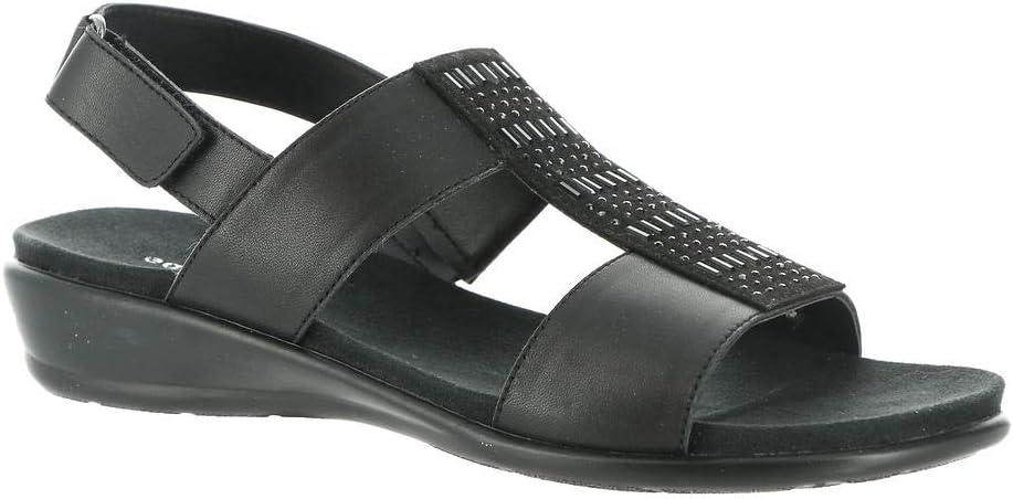 Easy Spirit womens HazelWedge Sandal (8.5 X-Wide, Black)