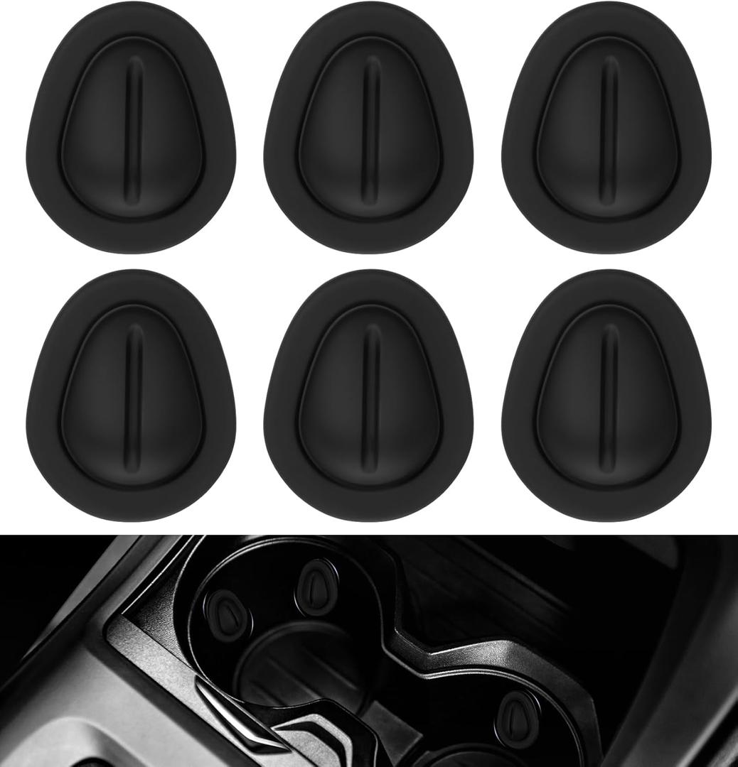 6Pcs Car Cup Holder Insert, Silicone Cup Holder Expander Anti Shake Car Cups Holders Position Limiter Size Reducer with Self-Adhesive Fits Most Cars Trucks SUV, Ideal for Bottle Stabilizers