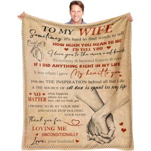 Wife Birthday Gifts from Husband Ideas - Happy Wedding Anniversary Romantic Gifts for Women - I Love You Gift for Her - Mothers Day Birthday Presents for Her - to My Wife Blanket 50"x60"