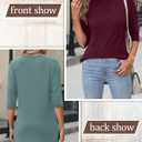 Riyiper 3 Pack Elbow Length Tee Shirts for Women 3/4 Sleeve Tunic Tops Round Neck Fall Curved Hem Leggings Blouse (S)