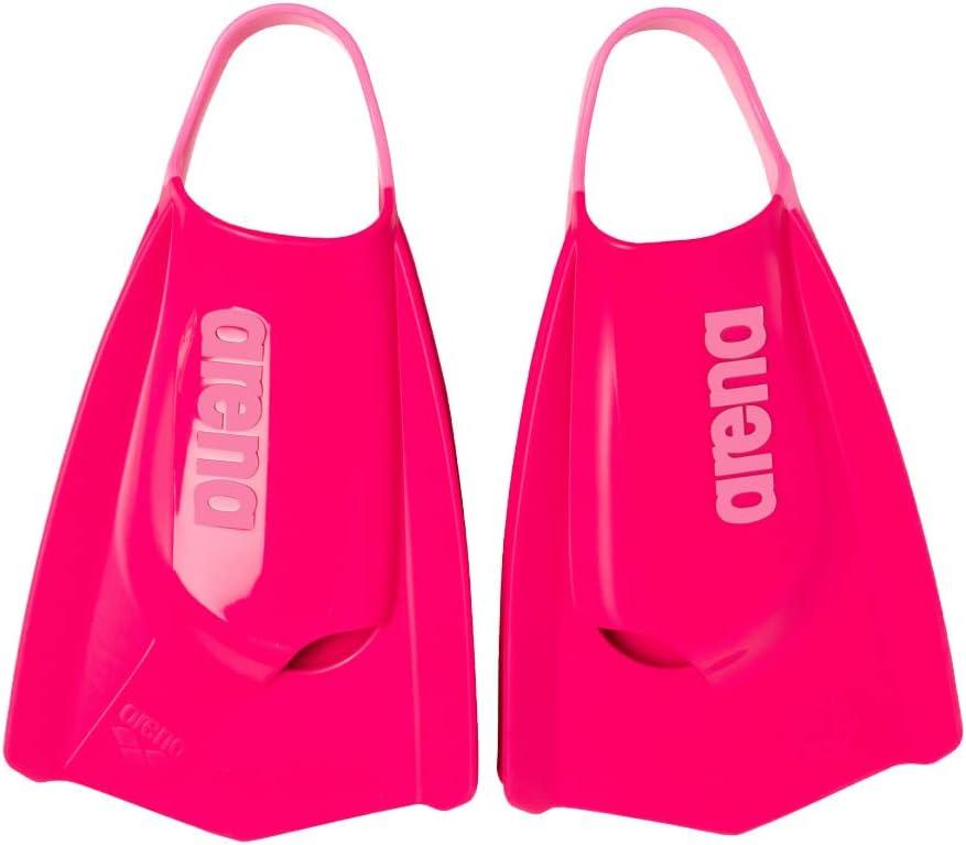 Arena Unisex Adult Powerfin Pro II Swim Training Fins Men and Women Silicone Short Blade Flippers Left-Right Customized, Sizes 4.5-13.5 (9.5-10.5, Pink)