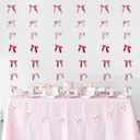 Pre-Strung Bow Garland Hanging Decor, 6Pack Bows Party Decortions Backdrop, Bow Garland Birthday Table Decorations, Bridal Shower, Bachelorette Party Decor, Wedding Favors Supplies (Mix)