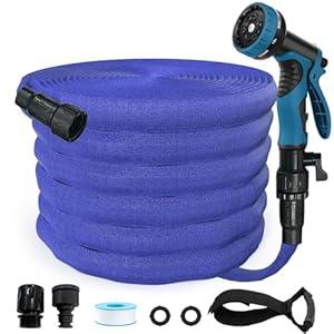 Garden Hose, 2025 Upgraded NonExpanding Water Hose Sturdy & Lightweight 3/4 Hose, NoKink, Tough & Flexible Water Pipe, CrushProof for Yard, Lawn, Outdoor, Car Wash (Blue, 100FT)