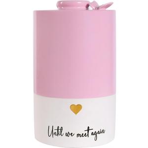 LastingTails Pink Urns for Female Handmade Ceramic Cremation Urn for Human Ashes Adult, 220 cu in (Up to 220 lbs) Until to Meet You
