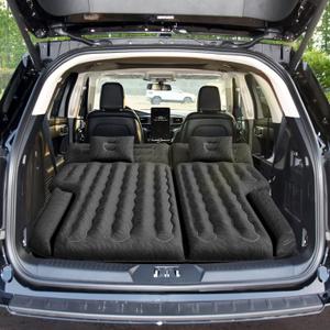 Umbrauto SUV Air Mattress for Trunk: Upgraded Car Camping Mattress with Flocked Surface and Extra Thick Bottom, Van Sleeping Bed for Back Seat with Pump, Nozzle, Repair Patch, Carry Bag Black
