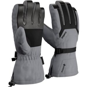 Gordini Men's Gore-Tex Gloves for Cold Weather & Wind Snowboard & Skiing Adjustable Straps Keeping Waterproof Insulated Warm (Medium, Gunmetal With Black)