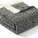 Snuggle Sac Heather Black Throw Blanket for Couch, Reversible Super Soft Micorfiber Blankets Dupes Warm Cozy Knit Fuzzy Plush Throws for Sofa, Bed, Heather Black, 50x60 inches