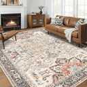 8x10 Area Rugs for Living Room - Large Carpet Ultra Thin Soft Washable Oriental Vintage Floral Distressed Big Indoor Carpets for Bedroom Nursery Dorm Home Decor Aesthetic - Multi