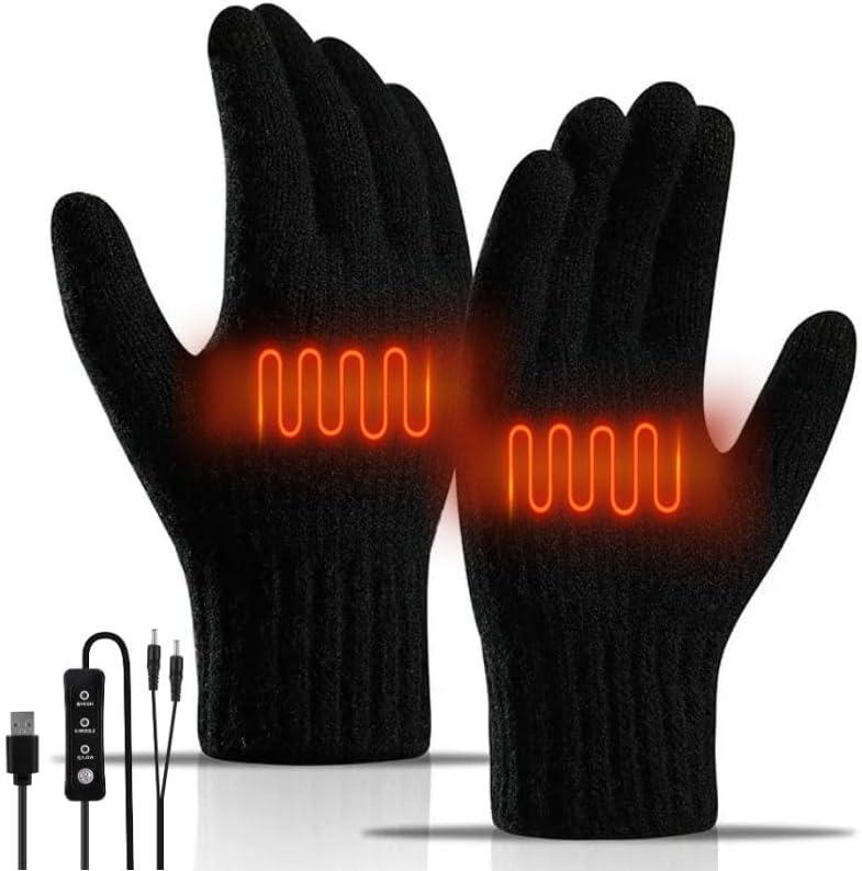5V Electric USB Heated Gloves for Men Women Keep Hands Toasty with Winter Hand Warmers Laptop Black Gloves for Typing