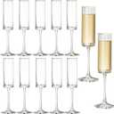 12 Pieces Clear Champagne Flutes 6 OZ Straight Sided Wine Glasses Champagne Long Stem Drinking Colored Glasses,Set of 12 Hand Blown Champagne Flutes Goblets for Wedding Cocktail Cups,Cava, Prosecco, 12 PCS