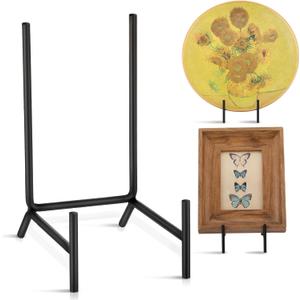 RattanView 2 Pcs Plate Holder Easel Display Stand - Metal Iron Picture Frame Holder Stand -Black Tabletop Easels for Display Pictures, Decorative Plate, Book, Plaques, Photo, Tabletop Art(6 Inches)