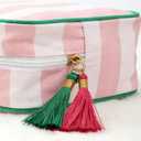 AUONY Empty Mahjong Tile Bag with Tassel, Pink and White Striped Zipper Mahjong Bag Pouch for American Mahjong Set (Pink), 16 Inches X 23.5 Inches X 8.5 Inches