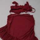 Avidlove Women Lingerie Set Lace Skirt and Bra 3 Piece Lingerie Set Chemise Ruffle Hem Sleepwear (Small, Wine Red)