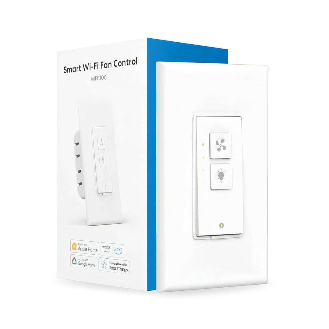 meross Smart Ceiling Fan Control and Dimmer Light Switch, Neutral Wire Needed, 2.4GHz Wi-Fi Fan and Light Switch Combo, Works with Apple HomeKit, Alexa, Google Home and SmartThings, App Control (1 Pack)