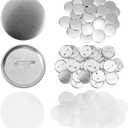 300 Pcs 58mm/2.28 inch Button Maker Supplies, 58mm Button Supplies Parts, (Approx. 2.25 inch) Round Badge Blank Button Pins, Includes Metal Pin Back Cover, Metal Cover, Clear Film