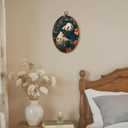 LKETW Vintage William Morris Panda Floral Oval Wall Art Decor, Retro Cottagecore Botanical Floral Oval Canvas Hanging Decor, Panda Animal Wall Decorations for Home Bedroom Living Room, 8.6x11.4 Inch