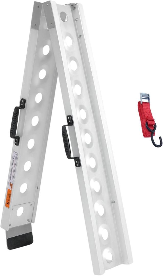 Aluminum Motorcycle Ramp, 440 lbs Capacity, 84.56" x 7.16" Folding Dirt Bike Loading Ramp with Dual Carry Handles & Rubber Pad, Portable Bike & E-Bike Ramp for Pickup Trucks, Trailers & Sheds