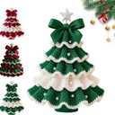DIY Crochet Christmas Tree Kit, Christmas Tree Crochet Craft Kit Ornaments, Handmade Holiday Craft Set, Beginner-Friendly Crochet Kit with Yarn, Crochet Hook, and Instructions (Green and White)