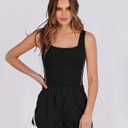 Chunpin Women's Rompers 2026 Athletic Jumpsuits Square Neck Sleeveless Shorts Romper with Pockets One Piece Outfits Summer (Black, XS)
