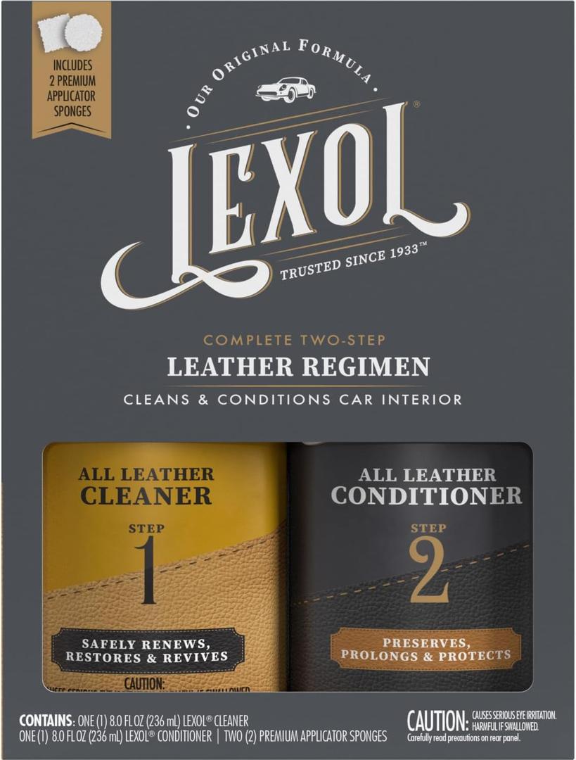 Lexol Leather Conditioner and Cleaner Kit by Lexol, Use on Furniture, Car Interiors, Shoes, Handbags, Includes 2 Application Sponges, Two-Step System, 8 oz Each Lexol Leather Conditioner and Cleaner Kit by Lexol, Use on Furniture, Car Interiors, Shoes, Handbags, Includes 2 Application Sponges, Two-Step System, 8 oz Each