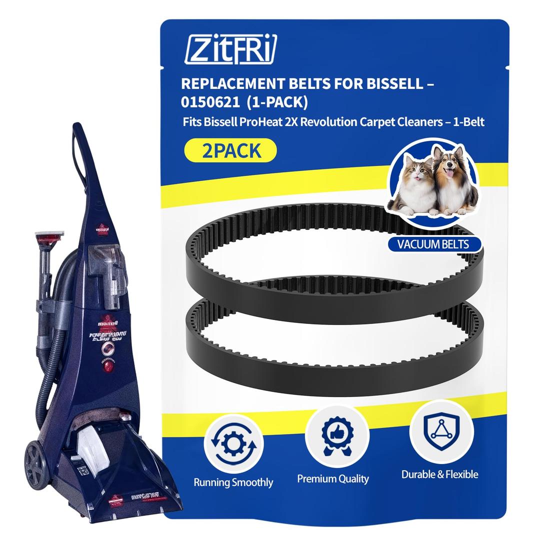 Replacement Belts for Bissell Proheat Vacuum  2-Pack Brush & Drive Belts  Fits Models 1694W, 1697, 1698, 1699, 1799, 1846, 7901, 7920, 7950, 8806, 8905, 8910  Replaces Parts 0150621