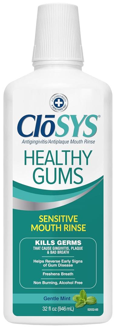 Closys Healthy Gums Mouthwash, Antiplaque and Anti-gingivitis for Gum Health, Non-Burning, Non-Irritating  32 Fl Oz