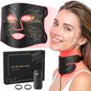7-in-1 Red Light Therapy for Face & Neck, Skin-Friendly Silicone Red Light Therapy Mask with 324 LEDs, 5 Brightness Levels & 20 Mins Timer, Led Face Mask Light Therapy for Home & Travel