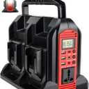 Taingwei 350W Power Inverter for Milwaukee M18 18V Battery, 4-Ports DC 18V to AC 110-120V Pure Sine Wave Battery Inverter with 3 USB-A Port, 1 USB-C Port,LED Light for Camping Emergency(Tool Only)