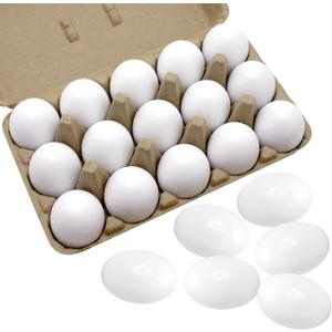 15 PCS White Wooden Eggs, Easter Fake Eggs Life Size Plain Eggs for Kids Craft Children DIY Paint Your Own Egg
