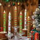 Baquler 6 Pcs Christmas Flameless Taper Candles 10.6 Inch Elf Theme Candles Battery Operated LED Christmas Candlesticks for Xmas Centerpiece Holiday Party Decor