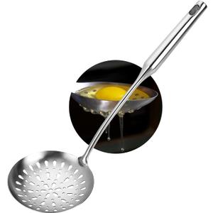 TBWHL Skimmer Slotted Spoon, Slotted Spoons for Cooking, Heavy Duty 304 Stainless Steel Slotted Spoon with Vacuum Ergonomic Handle, Comfortable Grip Design Strainer Ladle for Kitchen, 14.96 Inches