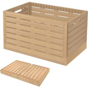 Collapsible Storage Bins, 23x15 Inches Plastic Stackable Utility Crates with Handles, Large Folding Containers Dolly Folding Baskets for Farm Home Office Organizing Tools, Books, Food, Drinks