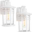 Darkaway Outdoor Porch Lights Wall Mount, Outdoor Light Fixtures Sconces Wall Lighting with Seeded Glass Waterproof Exterior Lights for Patio Yard House Hallway Doorway Garage(2 Pack, White)