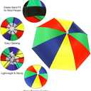 5 Pack Umbrella Hat with Elastic Band, Rainbow Waterproof Fishing Umbrella Hat for Adults Kids Women Men