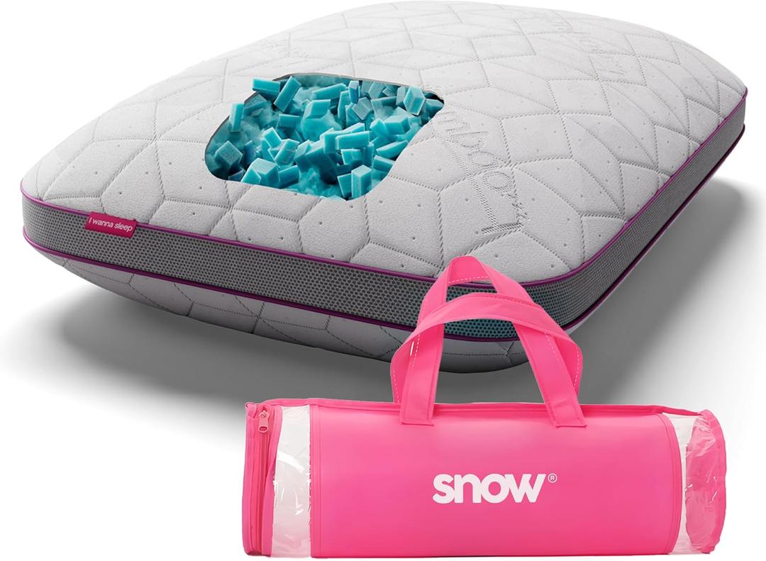 Adjustable Cooling Pillow, Neck Support, Queen Size Bed Pillows for Sleeping, Gel Cross Cut Memory Foam, Side Sleepers, Snow Pillow