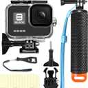 BO&DQQ Compatible for Go Pro Hero 8 Black Waterproof Housing Case 60M/196FT Protective Underwater Diving Case Shell with Cameras Handle Mount Accessories Kit