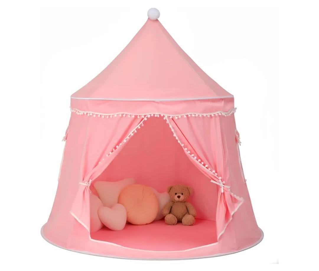 Kids Play Tent, Large Princess Tent, Kids Castle Play Tents with Carry Bag, Indoor Outdoor Game Playhouse, Portable Children Yurt Tents, Birthday Gift for Girls, 47''x45'', Pink