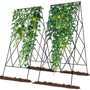 Cucumber Trellis 2 Pack, Foldable A-Frame Garden Trellis for Raised Bed Garden Grow Support with Plant Support Clips, Twist Ties, Plastic Ties, for Cucumber,Tomato, Climbing Plants and Flowers