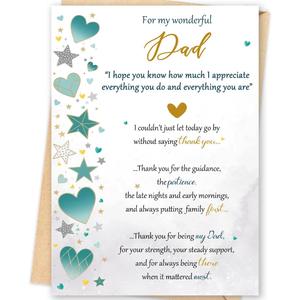 12 x Missonemi Dad Birthday Card | Heartfelt Birthday Gifts Card for Dad from Son or Daughter, Meaningful Birthday Greeting Card for Father