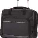 Amazon Basics Rolling Wheeled Laptop Bag, 15.6 in, Black, Sturdy with Compartments and Locking Handle