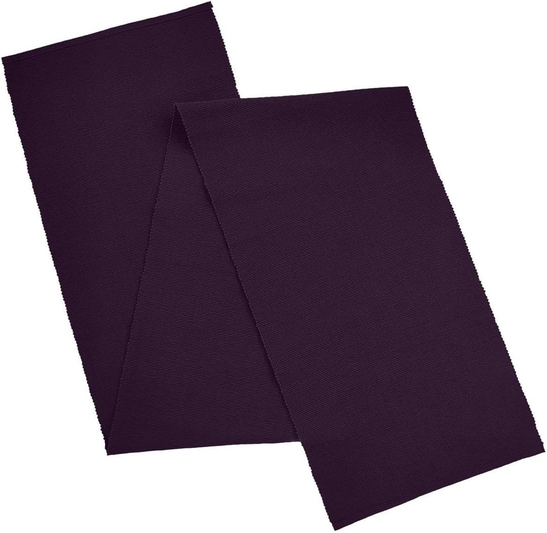 AVKA Studio 100% Cotton Ribbed Table Runner - Pack of 1-13 x 72 Inches - Dark Purple - Dining Or Kitchen Table Runner Thick Construction for Everyday Use, Picnics, Outdoor Table, Parties, etc